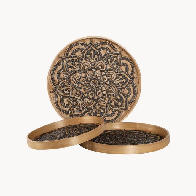 Henna Bamboo Tray - Lg-Decorative Bowls-Balderson Village Cheese Store