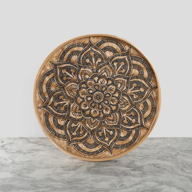 Henna Bamboo Tray - Lg-Decorative Bowls-Balderson Village Cheese Store