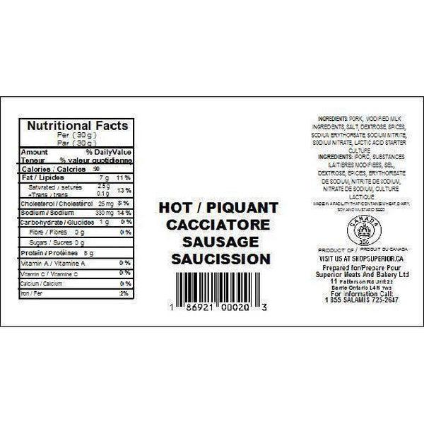 Hot Cacciatore Sausage-Sausage-Balderson Village Cheese Store