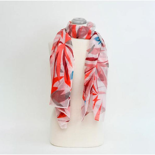 Lightweight Foliage Printed Scarf - Pink-Scarf-Balderson Village Cheese Store