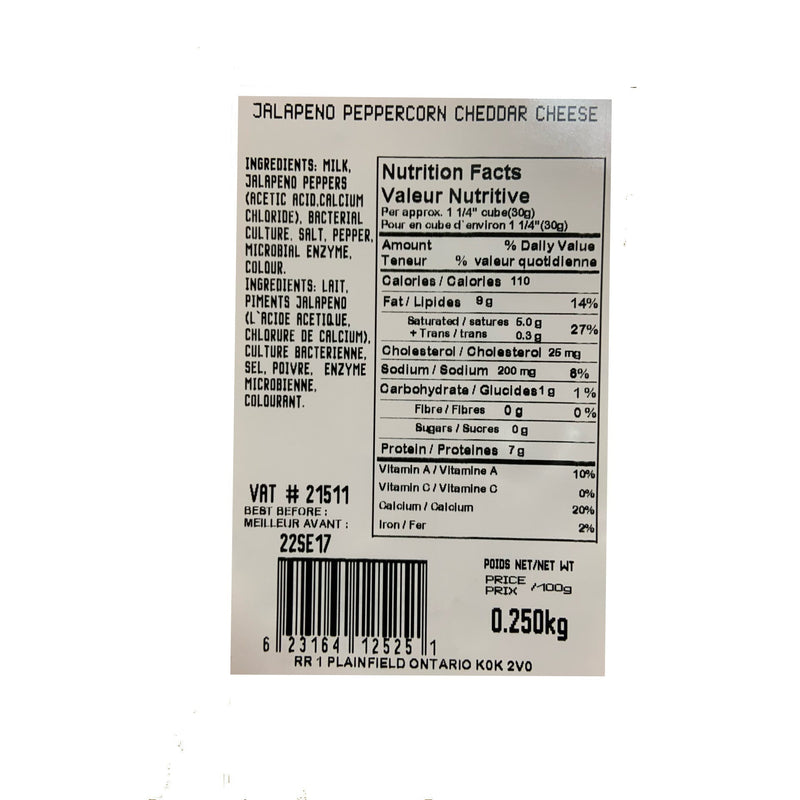 Maple Dale Jalapeno Peppercorn Cheddar-Cheddar Cheese-Balderson Village Cheese Store