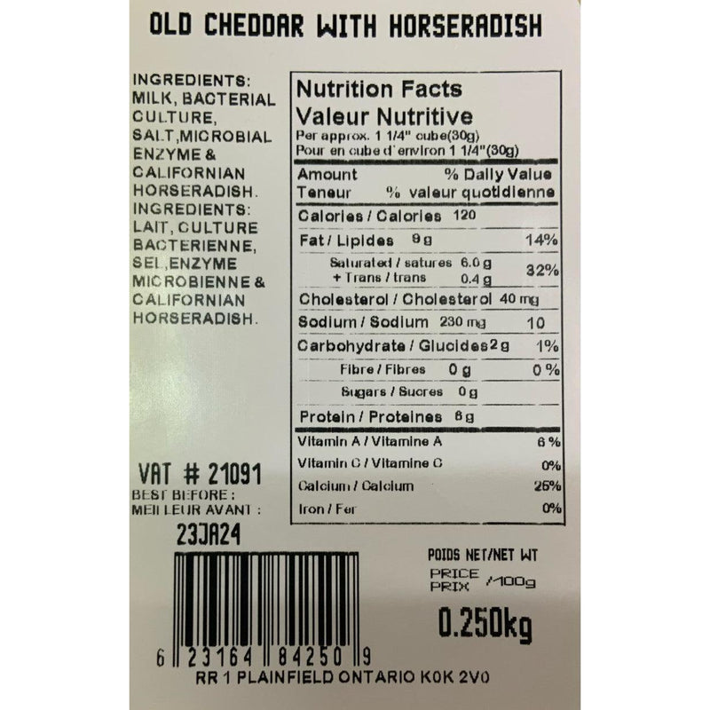Maple Dale Old Cheddar w/Horseradish-Cheddar Cheese-Balderson Village Cheese Store
