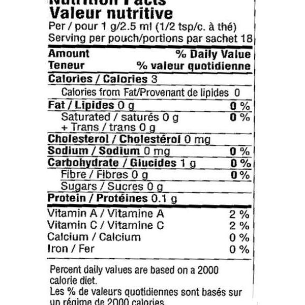 Nutrition facts label for Onion Chive Dip Mix, showing calories, fat, sodium, carbs, and vitamins.