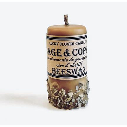 Sage & Copal Beeswax Candle - 3" x 4"-Coffee-Balderson Village Cheese Store