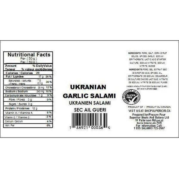 Ukrainian Garlic Salami 1/2 Chub-Salami-Balderson Village Cheese Store