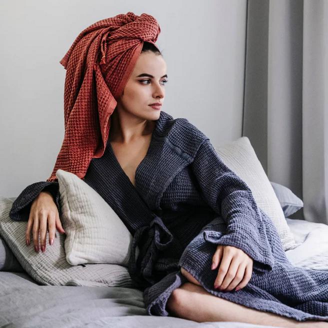 Wave Bamboo Robe - Charcoal-Apparel & Accessories-Balderson Village Cheese Store