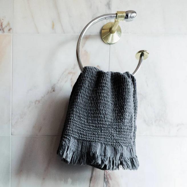 Wave Hand Towel - Charcoal-Blankets-Balderson Village Cheese Store